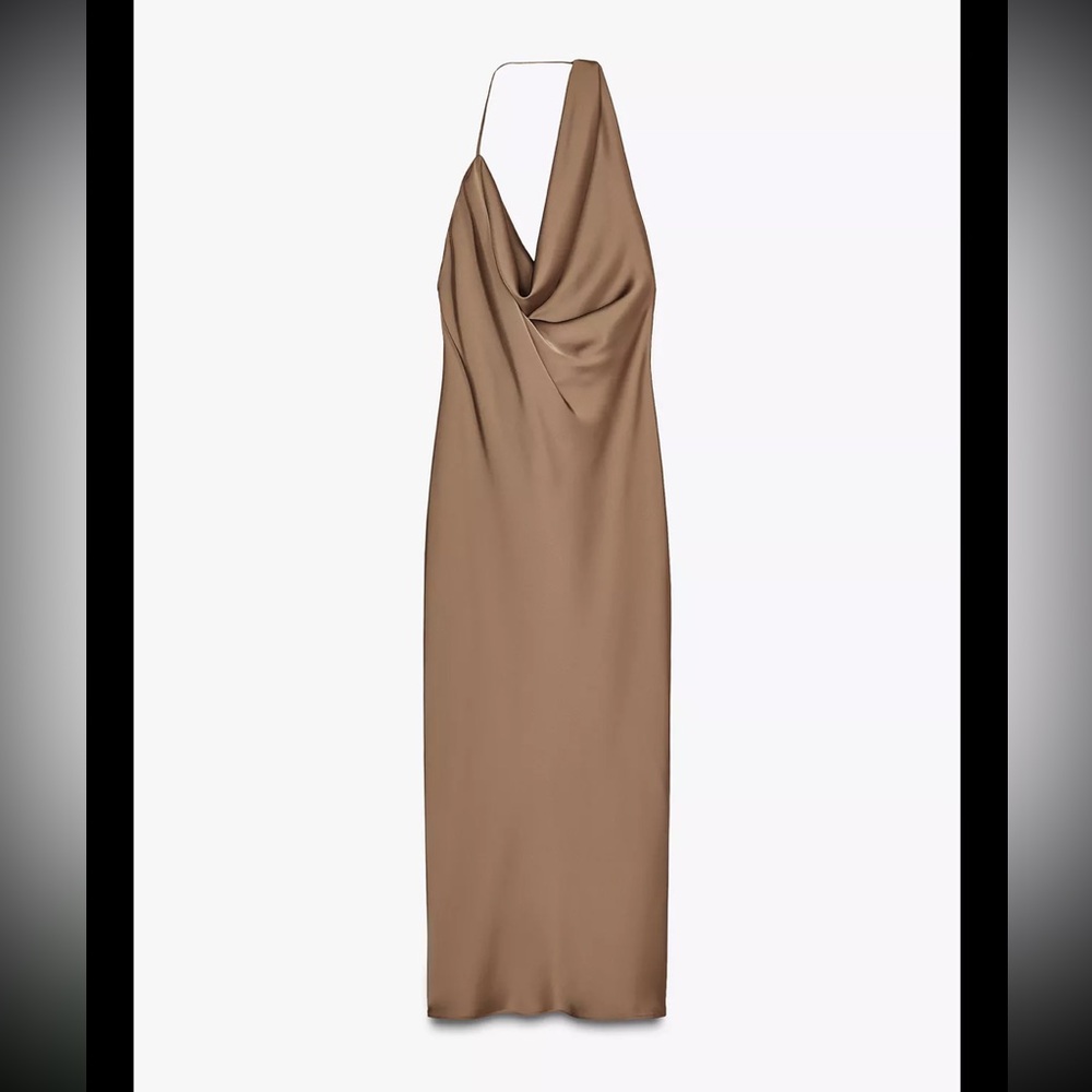NWT Zara satin halter midi dress